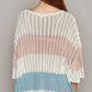 POL V-Neck Short Sleeve Stripe Weave Sweater