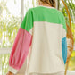 BiBi Color Block Patched Long Sleeve Top