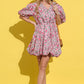 And The Why Full Size Floral Surplice Puff Sleeve Dress