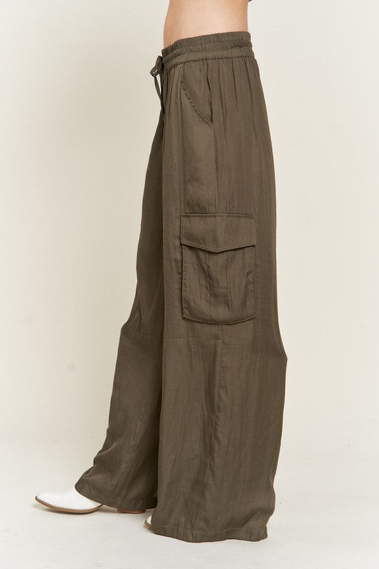 Satin Cargo Pants