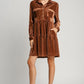 Umgee Texture Tiered Collared Long Sleeve Dress