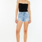 Kancan Raw Hem Distressed High Waist Denim Shorts