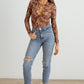 HERA COLLECTION Abstract Mesh Lace-Up Long Sleeve Bodysuit