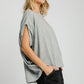 Umgee Exposed Seam Round Neck Batwing Sleeve Knit Top