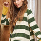 Open Front Striped Draped Cardigan