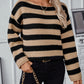 Striped Dropped Shoulder Long Sleeve Sweater