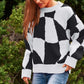 Multi Geo Checker Pullover Knit Sweater Top