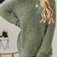 Women Long Sleeve Round Hem Cable Knit Sweater