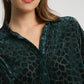 Umgee Animal Print Button Up Velvet Shirt