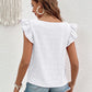 Ruffled Square Neck Cap Sleeve Blouse