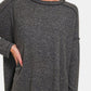 Zenana Full Size Exposed Seam Brushed Round Neck Sweater