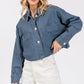 bytos Button Down Cropped Denim Jacket with Patch Pockets