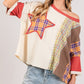 SAGE + FIG Round Neck Plaid Star Patch T-Shirt