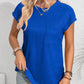 Round Neck Cap Sleeve Blouse