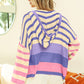 BiBi Striped Color Block  Hooded Knit Top