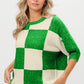 BiBi Checkered Contrast Round Neck Sweater