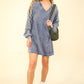 VERY J Mineral Washed Oversized A-Line Mini Dress