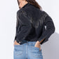 Crop Denim Jacket with Rhinestone Fringe