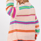 SAGE + FIG Rainbow Striped Open Front Knit Cardigan