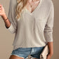 Double Take Pocketed Textured V-Neck Long Sleeve T-Shirt