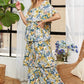 ADORA Layered Floral Off-Shoulder Short Sleeve Maxi Dress