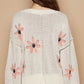 POL V-Neck Floral Pattern Chenille Sweater