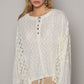 POL Round Neck Long Sleeve Raw Edge Lace Top