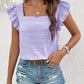 Ruffled Square Neck Cap Sleeve Blouse