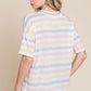 BOMBOM Striped V-Neck Short Sleeve T-Shirt