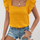 Ruffled Square Neck Cap Sleeve Blouse