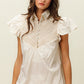 BiBi Half Button Collared Neck Short Sleeve Top