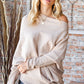 First Love Full Size Asymmetrical Hem Dolman Sleeve Sweater