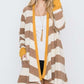 Open Front Striped Draped Cardigan