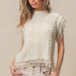 BiBi Layered Pleat Chiffon Edge Cable Knit Top