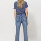 Stretch Mom Jeans w/ Spatter Detail and Cuff