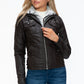 YMI Removable Faux Layered Multi-Pocket Jacket with Fuzzy Hood