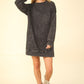 VERY J Mineral Washed Oversized Sweatshirt Mini Dress