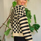 Contrast pattern sweater cardigan