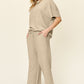 Double Take Full Size Texture Short Sleeve Top and Pants Set