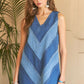 ADORA Chevron Color Block V-Neck Denim Dress