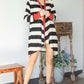 Open Front Striped Draped Cardigan