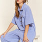 Basic Collar Shirt Wide leg Jumpsuit