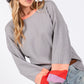 SAGE + FIG Color Block Waffle Knit T-Shirt