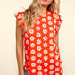 Haptics Round Neck Ruffled Floral Contrast Knit Top