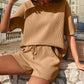 Waffle-Knit Half Sleeve Top and Shorts Set