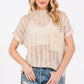 Ces Femme See Through Crochet Mock Neck Cover Up