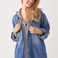 RISEN Zip Up Hooded Denim Shirt