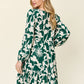 Double Take Full Size Printed Ruffle Hem Long Sleeve Dress