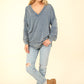 VERY J Washed V-Neck Exposed Seam Knit Top