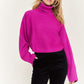 Mock neck wide sleeves top JJK50507